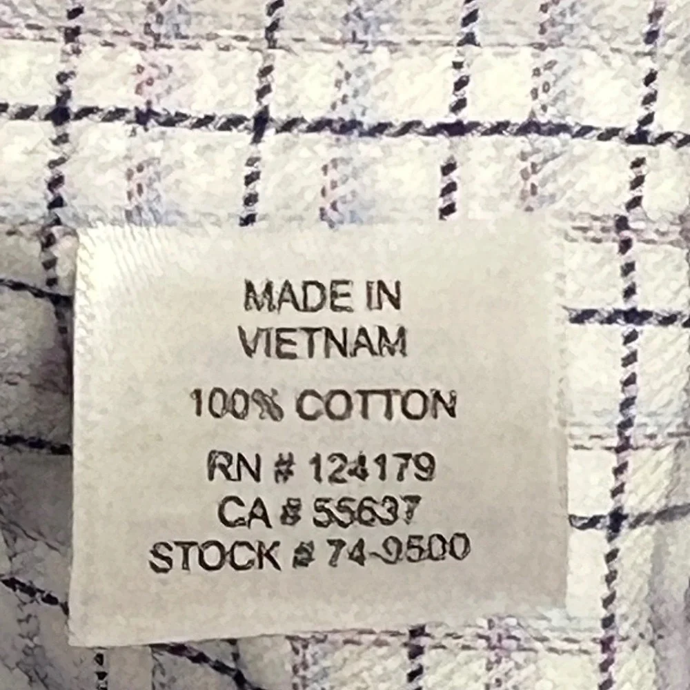 Johnston & Murphy Button Front Shirt‎ Mens XXL Blue/Gray Check Cotton LS